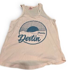 Destin Graphic Tank Top NWT  - Cream and Blue
